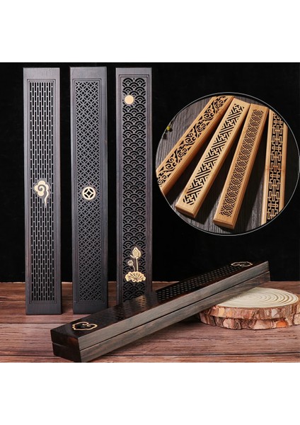 Siyah Tip 1 Stil 1 Adet Retro Doğal Ahşap Oyma Çiçek Tütsü Buhurdan Joss-Stick Takılı Tutucu Kül Catcher Aromaterapi Ev Dekor El Sanatları (Yurt Dışından)