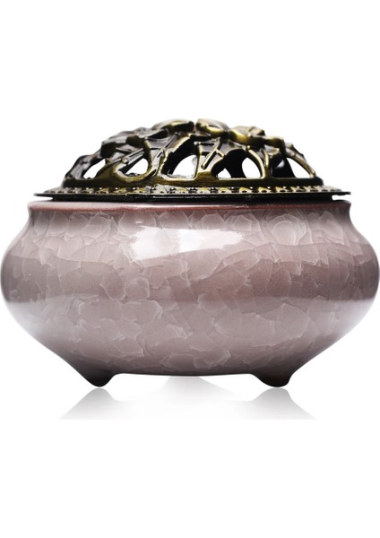 Pembe Beyaz Tarzı Creative Coil Censer Burners Home Decor Ceramic Stick Burner With Copper Cover Buddha Sandalwood Incense Holder Ornaments (Yurt Dışından)