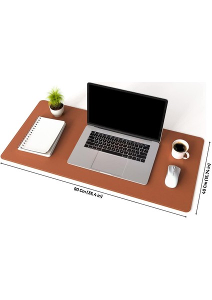 Black Deer Kahverengi Deri Mouse Pad Dikişli Kenar  Çift Yönlü Kullanım Masa Matı Sümen 90X40 Xl