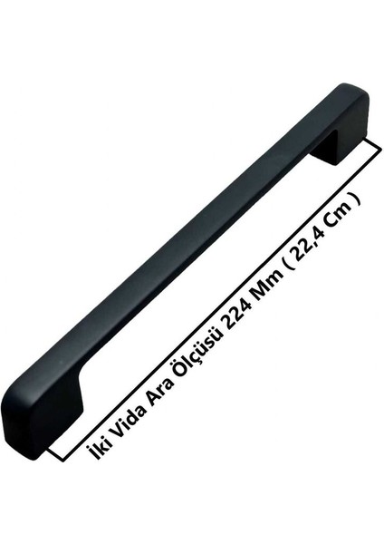 Arel Mat Siyah Tv Ünitesi Vestiyer Yatak Odası Mutfak Dolap Çekmece Kulpu 224 mm (22,4 Cm) 1 Adet