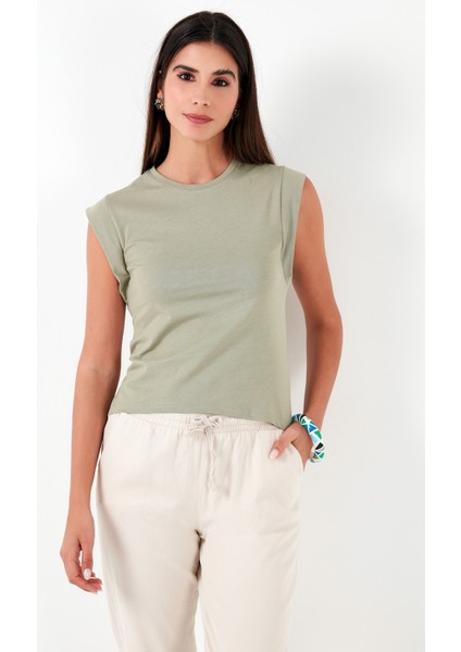 Pamuklu Bisiklet Yaka Kolsuz Basic T Shirt Kadın T Shirt 5864201 modelleri