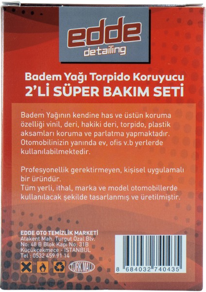 Araba Araç Oto Torpido Koruyucu Koruma Badem Yağı ve Torpido Süngeri 2'li Set