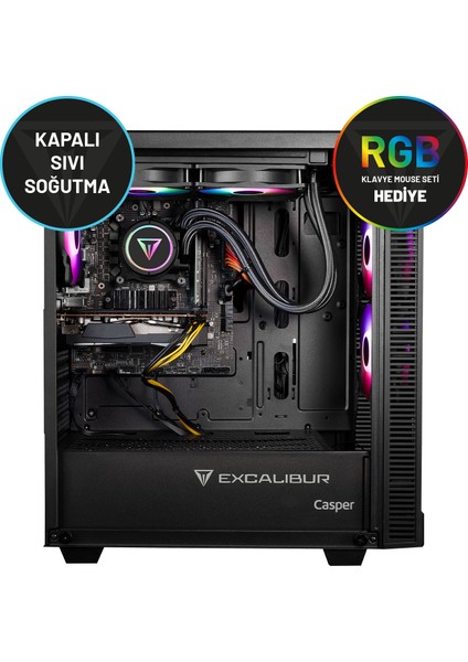 Excalibur E65H.134F-EFD0X-0RD Intel Core i5-13400F 64GB RAM 1TB NVME SSD 16GB RTX4060TI Sıvı Soğutucu Freedos