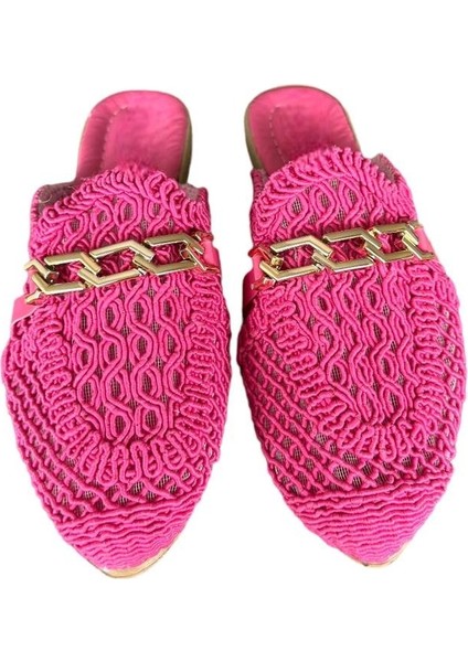 Kadın Zincir Detaylı Desenli Terlik PEMBE fiyatları