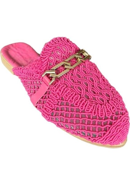 Kadın Zincir Detaylı Desenli Terlik PEMBE indirimleri