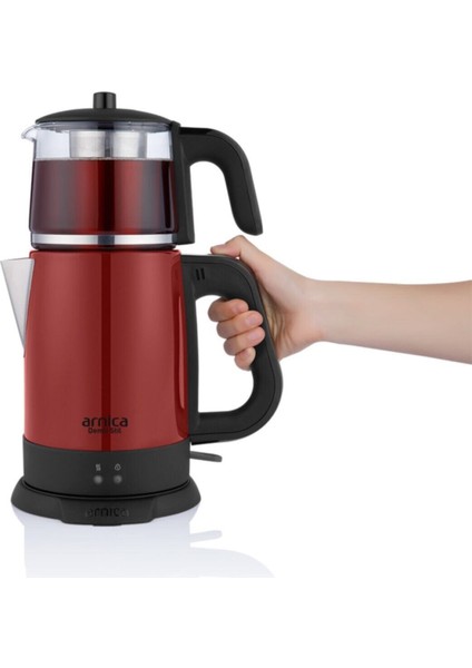Kırmızı Demli Stil Kırmızı Cam Çay Makinesi Elektrikli Çaydanlık 500+ L 1-2 L Çelik