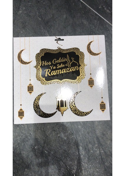 Gold-Siyah Hoşgeldin Ya Şehri Ramazan Tavan Süs - Hoşgeldin Ramazan Banner Ramazan Sarkıt Banner