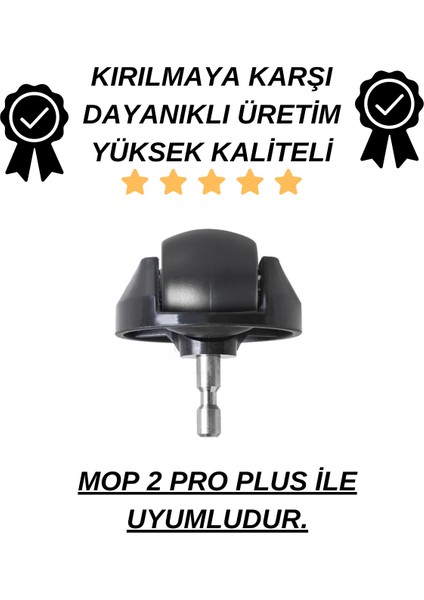 Xiaomi Mop 2 Pro+3D (DİKKAT:KAMERALI-PLUS GLOBAL) Uyumlu Yedek Siyah Tekerlek