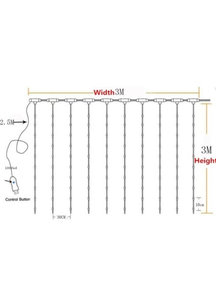 Kumandalı 8 Ayrı Moda Sahip 3MX3M 300 cm x 300 cm Perde LED modelleri
