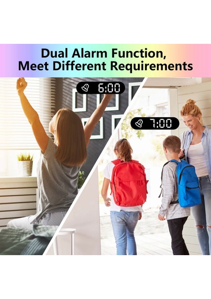 Yatak Odası Için Projeksiyon Çalar Saat, LED Ekran Tavan Dijital Radyo Çalar Saat, USB Şarj Cihazı ve Çift Alarmlı Siyah (Yurt Dışından)