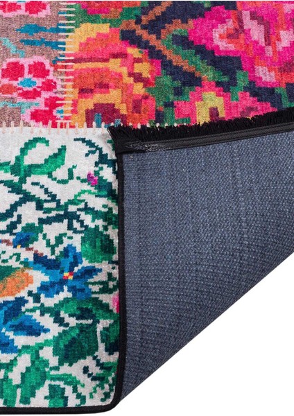 Patchwork Desen Dokuma Pamuk Taban Dijital Dekoratif Halı