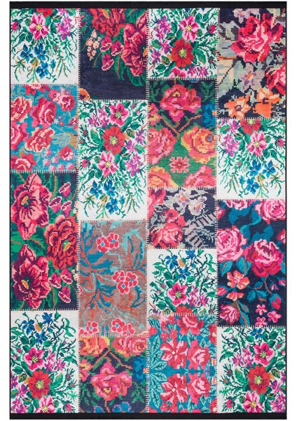 Patchwork Desen Dokuma Pamuk Taban Dijital Dekoratif Halı