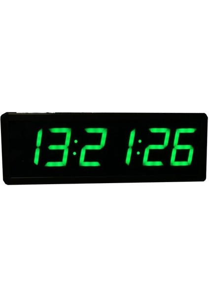 Sanec Saniyeli Dijital LED Duvar ve Masa Saat Derece ve Nem - Yeşil (Kasa Ölçüsü: 16X65 Cm)