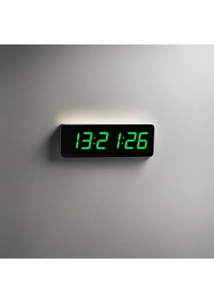 Sanec Saniyeli Dijital LED Duvar ve Masa Saat Derece ve Nem - Yeşil (Kasa Ölçüsü: 16X65 Cm)