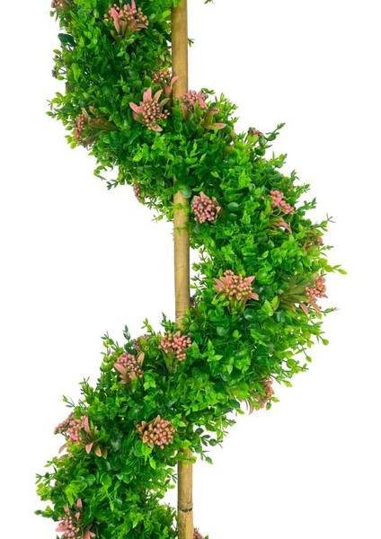 Yapay Ağaç Spiral Pembe Pıtırcıklı Şimşir Ağacı 160CM Bambu Saplı Salon Bitkisi fiyatları