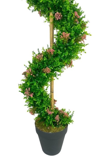 Yapay Ağaç Spiral Pembe Pıtırcıklı Şimşir Ağacı 160CM Bambu Saplı Salon Bitkisi modelleri