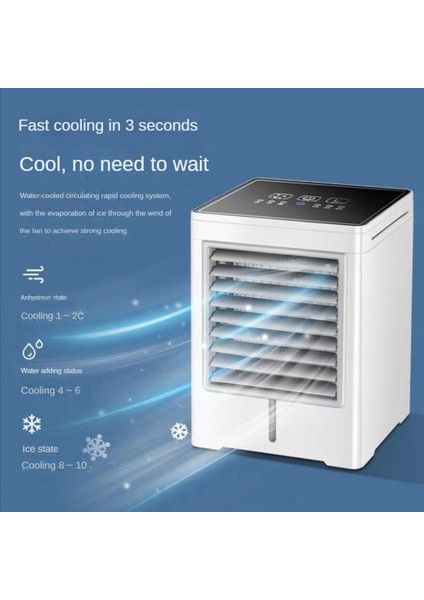 Gui Xulian Taşınabilir Klima Fanı Evaporatif Mini Hava Soğutucu, Ev Ofis Için USB Powered Dokunmatik Ekran Masaüstü Soğutma Fanı (Yurt Dışından)