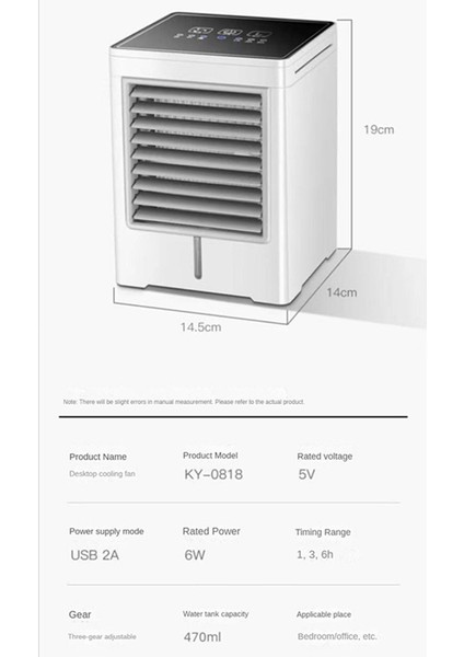 Gui Xulian Taşınabilir Klima Fanı Evaporatif Mini Hava Soğutucu, Ev Ofis Için USB Powered Dokunmatik Ekran Masaüstü Soğutma Fanı (Yurt Dışından) indirimleri