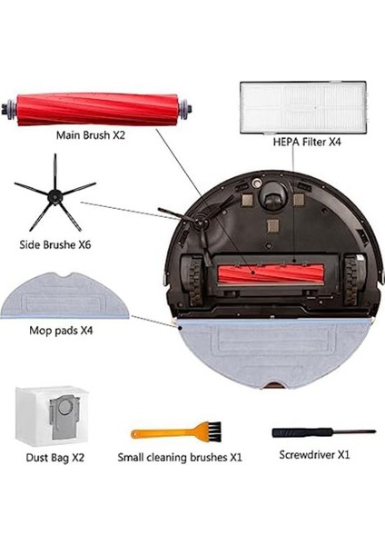Gui Xulian S7 Için S7+ /s7 Maxv / S7 Maxv Ultra / T7S / T7S Plus Ana Yan Fırça Toz Torbaları Paspas Bezleri Hepa Filtreler (Yurt Dışından) modelleri