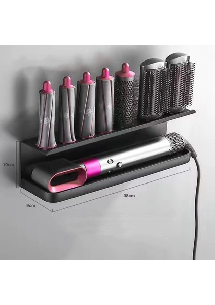 Gui Xulian Yeni Duvara Monte Kurutma Makinesi Saç Bigudi Depolama Rafı Banyo Rafı Için Uygun Saç Bakımı Aracı Depolama Siyah (Yurt Dışından) indirimleri