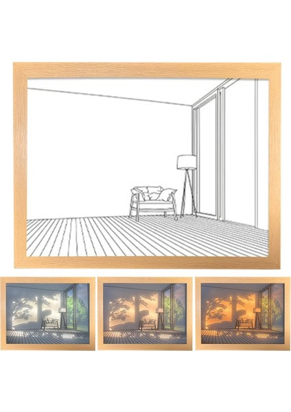 Gui Xulian Aydınlatma Boyama Dekorasyon 3 Renk LED Işık Güneş Işığı Gölge Resim Çerçeveleri USB Fişi Akrilik Resim Sergisi S (Yurt Dışından) fiyatları