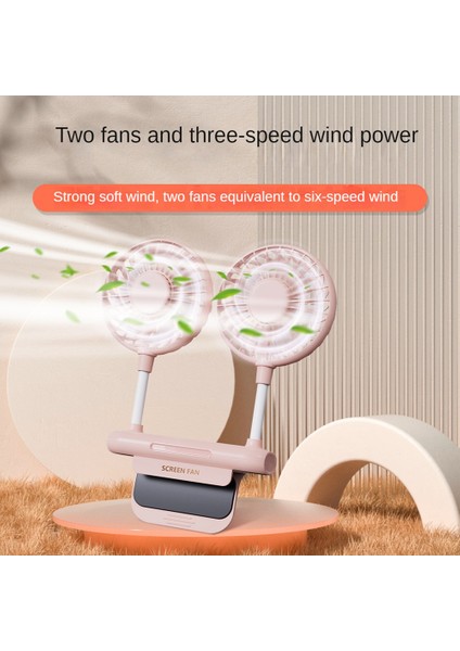 Ofis Öğrencileri Sınıf Yurdu Için Taşınabilir Fan Ekran Fanı Asılı Ekran USB Elektrikli Çift Fan -Beyaz (Yurt Dışından)