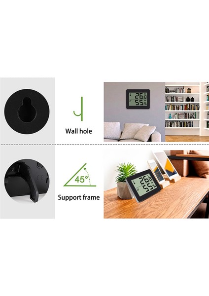 Gui Xulian Dijital Termometre Higrometre, Iç Mekan Nem Ölçer, Ev Sıcaklık Termometreleri Sensör Ölçer, Bebek Odası Siyah (Yurt Dışından) fırsatları