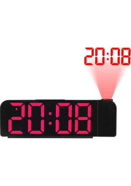 Gui Xulian 180° Dönüşlü Projeksiyon Çalar Saat 12/24H LED Dijital Saat USB Şarjlı Tavan Projektörü Çalar Saat (Kırmızı) (Yurt Dışından)