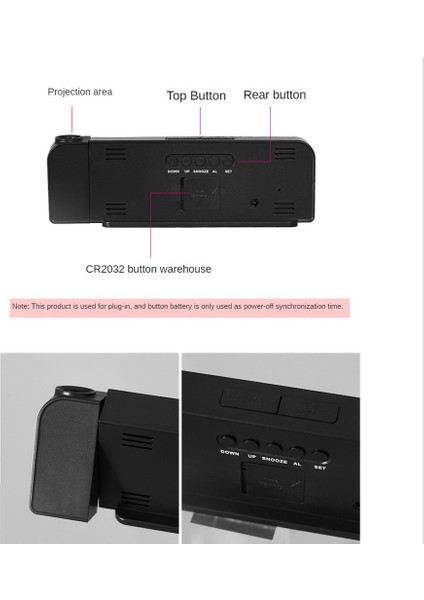 Gui Xulian 180° Dönüşlü Projeksiyon Çalar Saat 12/24H LED Dijital Saat USB Şarjlı Tavan Projektörü Çalar Saat (Kırmızı) (Yurt Dışından) fırsatları