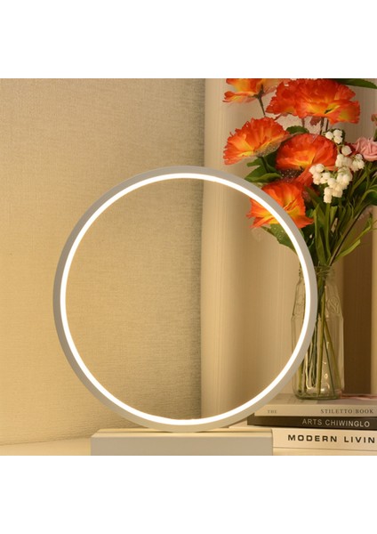 Yatak Odası Dekorasyon Masa Lambası Anahtarı Karartma Okuma Kitabı Işıkları LED Gece Lambası Minimalist Halka Başucu Masa Lambası Siyah (Yurt Dışından) fırsatları