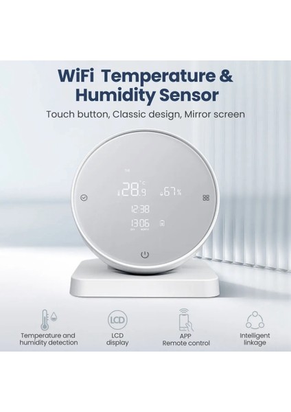Gui Xulian Wifi Sıcaklık ve Nem Sensörü, LCD Ekran App / Ses Kontrolü ile Tuya Akıllı Higrometre Termometresi (Yurt Dışından)