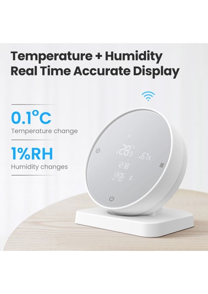 Gui Xulian Wifi Sıcaklık ve Nem Sensörü, LCD Ekran App / Ses Kontrolü ile Tuya Akıllı Higrometre Termometresi (Yurt Dışından)