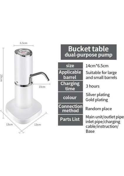 Su Pompası Dağıtıcı Su Şişesi Pompası Mini Namlulu Su Elektrikli Pompa USB Şarj Otomatik Taşınabilir Şişe Anahtarı, B (Yurt Dışından) fırsatları