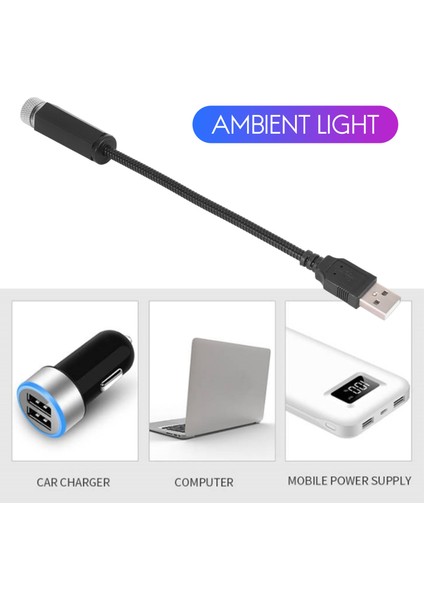 Adet Gece Lambası Projektör Araba Iç Aydınlatma Yıldızlı Lamba LED USB Powered Romantik Ev Çatı Araba Dekoru, Mor + Mavi (Yurt Dışından)