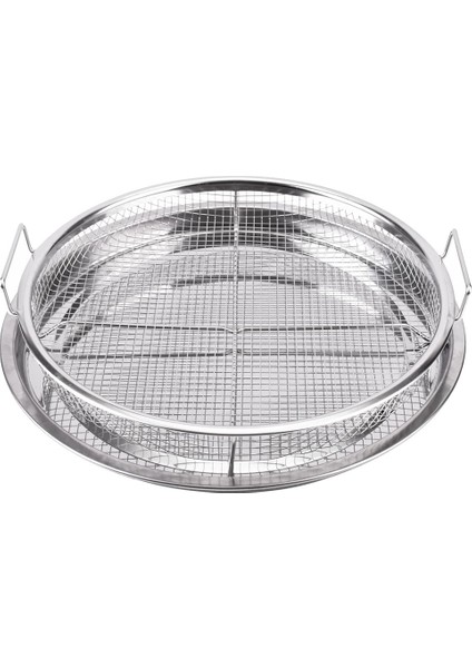Gui Xulian 2 Adet Yuvarlak Paslanmaz Çelik Hava Fritöz Sepeti Fırın, Sebzelik Tepsisi ve Sepet 13 Inç, Fırın Hava Kızartma Tavası Örgü Sepet Seti (Yurt Dışından)