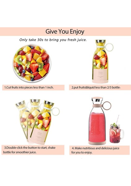 Kişisel Boyutlu Blender, Taşınabilir Blender, Pille Çalışan USB Blender, Dört Bıçaklı, Mini Blender (Yurt Dışından) modelleri