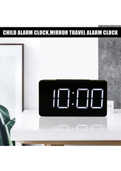 Gui Xulian Aynalı Masa Saati Çok Fonksiyonlu Dijital Alarm Erteleme Ekran Süresi Gece LED Işık Masa Masaüstü Ev Dekor Hediyeler Beyaz (Yurt Dışından) modelleri