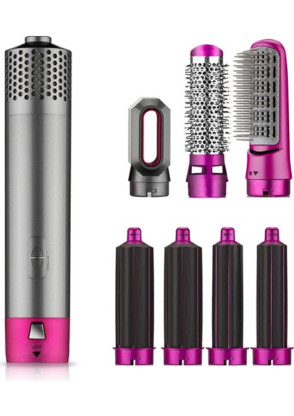 Gui Xulian 7 In 1 Çok Fonksiyonlu Saç Kurutma Makinesi Tarak Seti Sıcak Airstyler Saç Bigudi Doğrultma Bukle Makinesi Pembe-Abd Tak (Yurt Dışından)