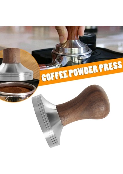 Gui Xulian 53 mm Kahve Pres Aracı Elastik Kahve Sabotaj 304 Paslanmaz Çelik Taban ve Masif Ahşap Saplı Kahve Tozu Çekiç (Yurt Dışından)