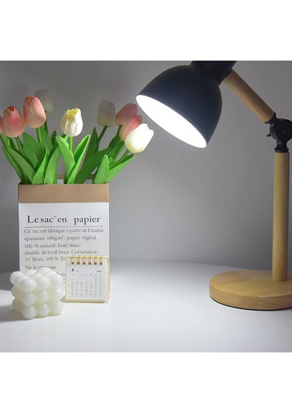 Iskandinav Modern Yatak Odası Başucu Keten Kapak Lambası Ahşap Karartma LED Sıcak Gece Lambası Uzaktan Kumanda Küçük Masa Lambası Beyaz (Yurt Dışından)