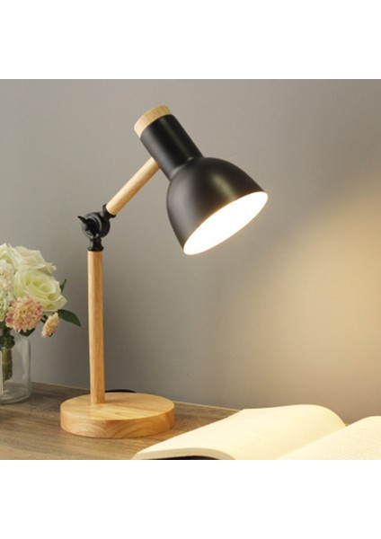 Iskandinav Modern Yatak Odası Başucu Keten Kapak Lambası Ahşap Karartma LED Sıcak Gece Lambası Uzaktan Kumanda Küçük Masa Lambası Beyaz (Yurt Dışından)
