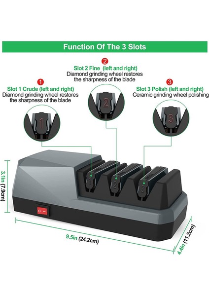 Gui Xulian Elektrikli Bıçak Bileyici- Bıçak Bileyiciler, 3 Kademeli Elektrikli Bıçak Bileyici, 3 Kademeli, Gri Ab Fişi (Yurt Dışından)