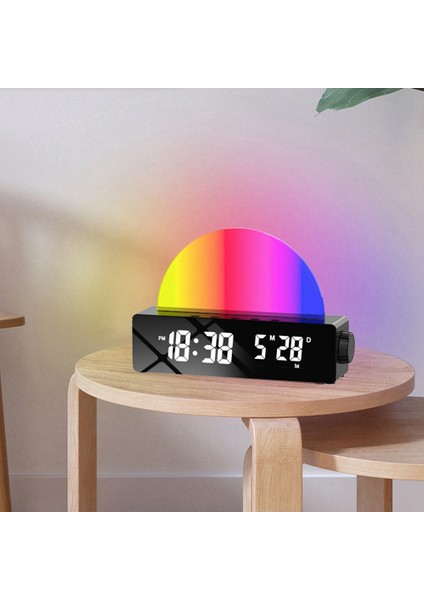 Gui Xulian Rgb Dijital Çalar Saat Renkli LED Ekran Modern Masaüstü Saati Uyandırma Çalar Saat Ev Dekorasyonu Için Beyaz (Yurt Dışından)