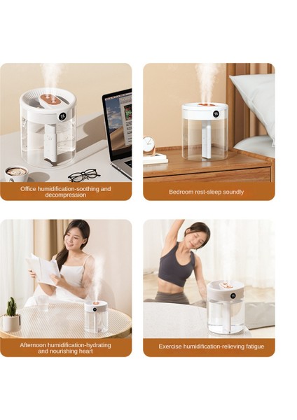 Gui Xulian Hava Nemlendirici Büyük Kapasiteli LCD Nem Göstergesi Gece Lambası Çift Nozul Esansiyel Yağı Difüzörü Ev Beyaz Için (Yurt Dışından) fiyatları