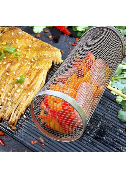 Gui Xulian 2 Adet Paslanmaz Barbekü Sepeti Pişirme Izgarası Rendeleyin Açık Barbekü Kamp Ateşi Izgara Aile Seyahat Kamp Piknik Tencere 35CM (Yurt Dışından)