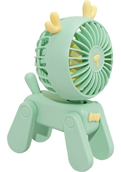 Gui Xulian Mini Masaüstü Dekorasyon Hayranları Sevimli Hayvan Geyik Şarj Edilebilir USB Küçük Elektrikli Fan Öğrenci Yurdu Dekorasyon Fanı Yeşil (Yurt Dışından)