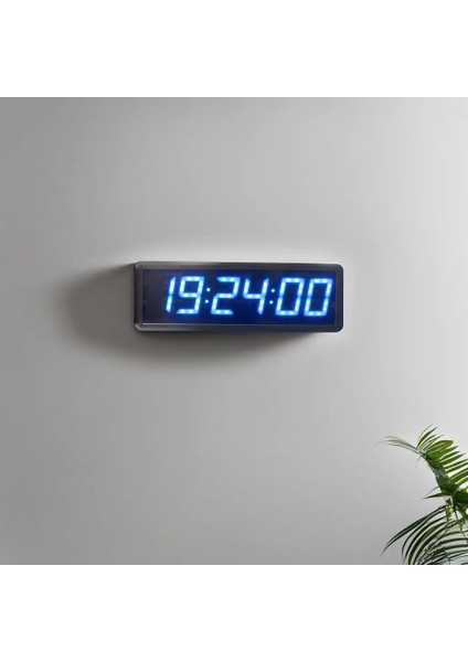 Sanec Saniyeli Dijital LED Duvar ve Masa Saat ve Derece - Turkuaz (Kasa Ölçüsü: 16X65 Cm)