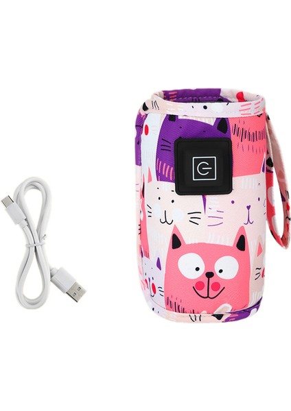USB Süt Su Isıtıcı Seyahat Arabası Yalıtımlı Çanta Taşınabilir Bebek Biberon Isıtıcı Bebek Için Açık Kış-Pembe (Yurt Dışından)