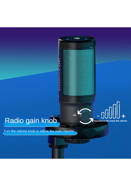 Gui Xulian Pc Için USB Oyun Mikrofon Seti, Sessiz Düğmeli/rgb/kol Standlı 5 Kondenser Kardioid Mikrofon Seti (Yurt Dışından)