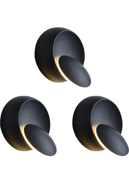 [gui Xulian] 3x Duvar Lambası Işıkları Dekorasyon LED Aydınlatma Spin Gece Lambası 3000 K Ay Tipi Aplikler Siyah (Yurt Dışından)